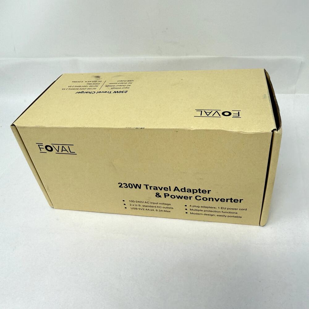Foval 230W Travel Power Converter & Adapter with USB Ports – New in Box